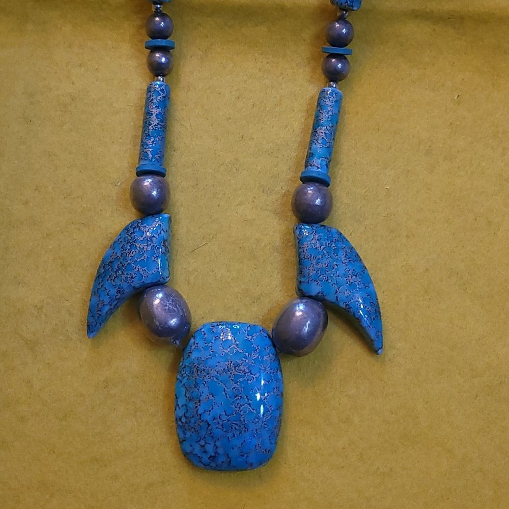 Large Ceramic Bead Statement Necklace - image 6